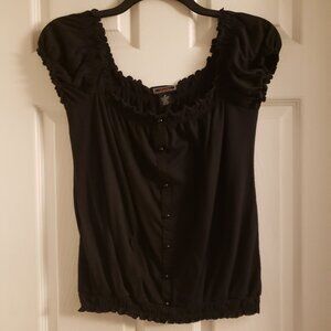 Licorice On / Off the Shoulder Black Small Summer Top Shirt Blouse Elasticized